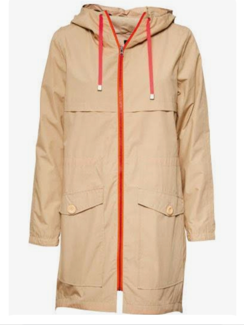 Lightweight Hooded light Jacket in Beige with Coral Trim